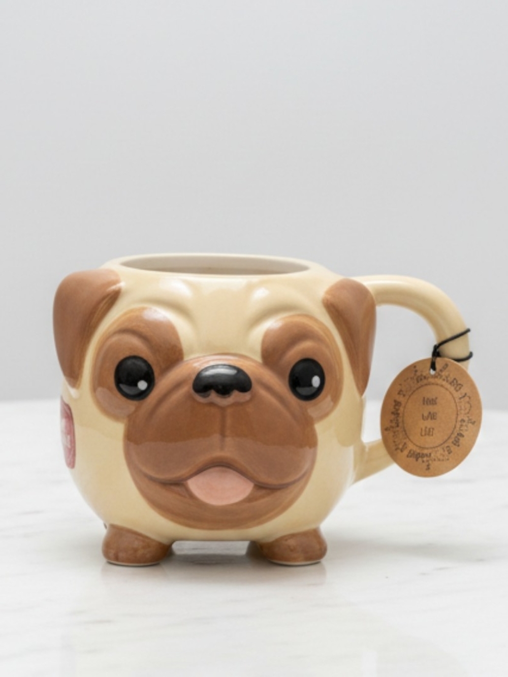 Pug Ceramic Dog Mug - Cream and Brown